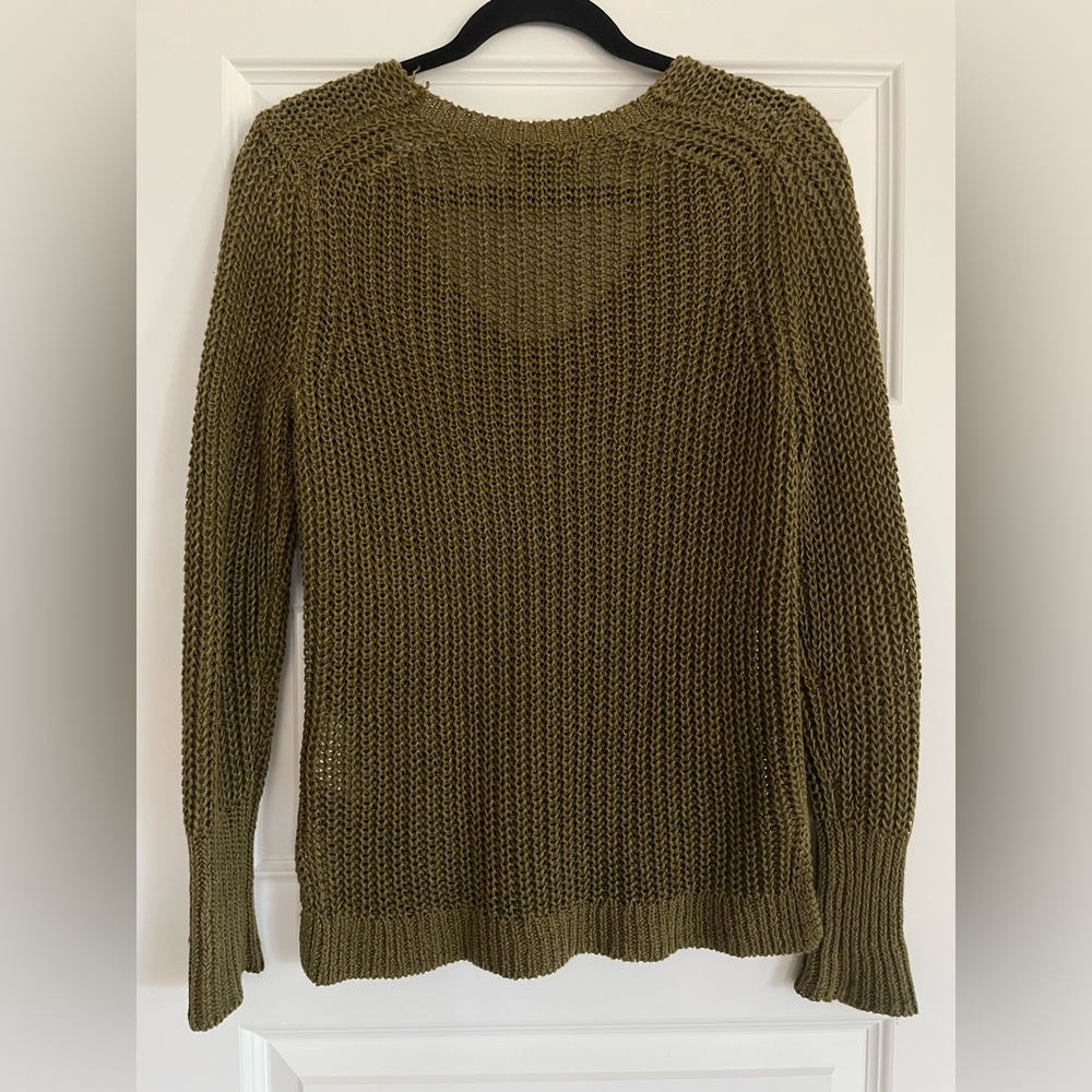 Banana Republic 100% Italian Linen Olive Green Woven Knit Sweater Top Size S - Picture 5 of 5